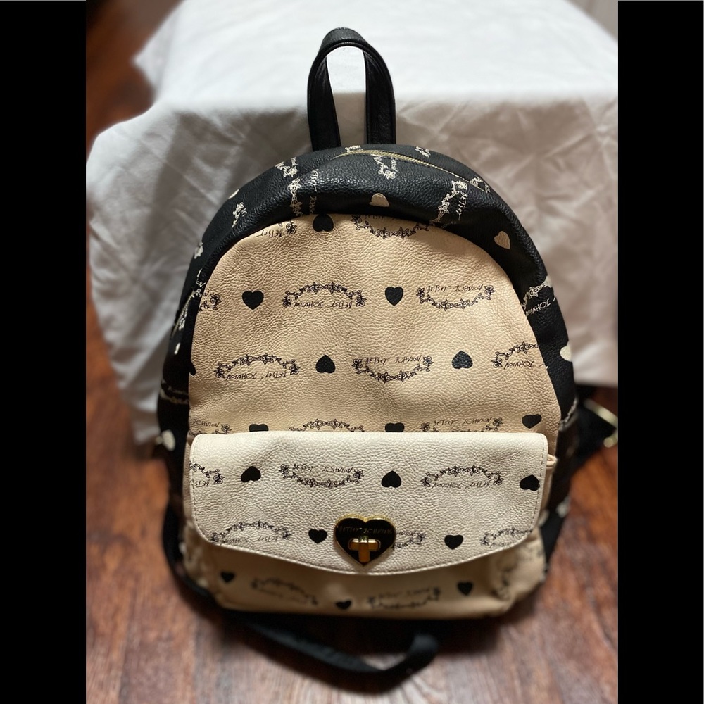 Betsey Johnson Beige and Black Small BackPack